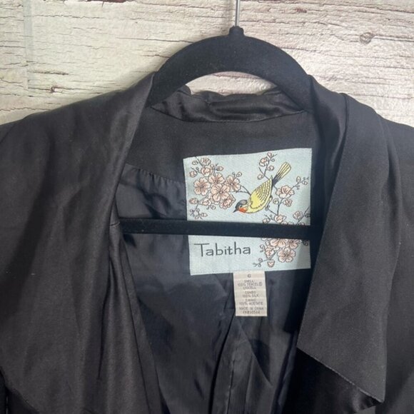 Tabitha for Anthropologie Ruffled Blazer black silk  blend size 6 - Picture 4 of 8